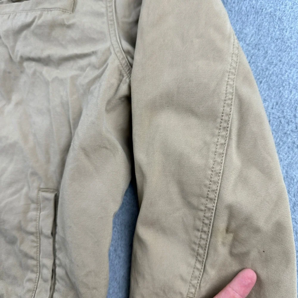 Eddie Bauer Jacket Mens L Tan‎ Canvas Full Zip Corduroy Lined Workwear Outdoor